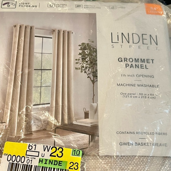 Linden Street Gwen Basketweave Light-Filtering Grommet Top Single Curtain Panel - Picture 2 of 4